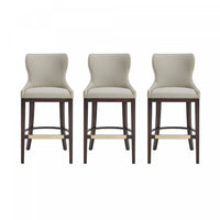 Blair Modern Wood Upholstered Barstool in Stone - Set of 3 Bar Stool