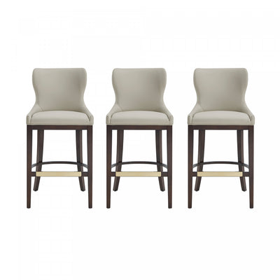 Blair Modern Wood Upholstered Barstool in Stone - Set of 3 Bar Stool | Tabouret de bar Blair moderne en bois avec revetement en tissu couleur pierre - Lot de 3