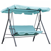 Outsunny 3-seat Patio Swing Chair With Adjustable Canopy Teal