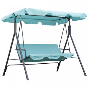 Outsunny 3-seat Patio Swing Chair With Adjustable Canopy Teal