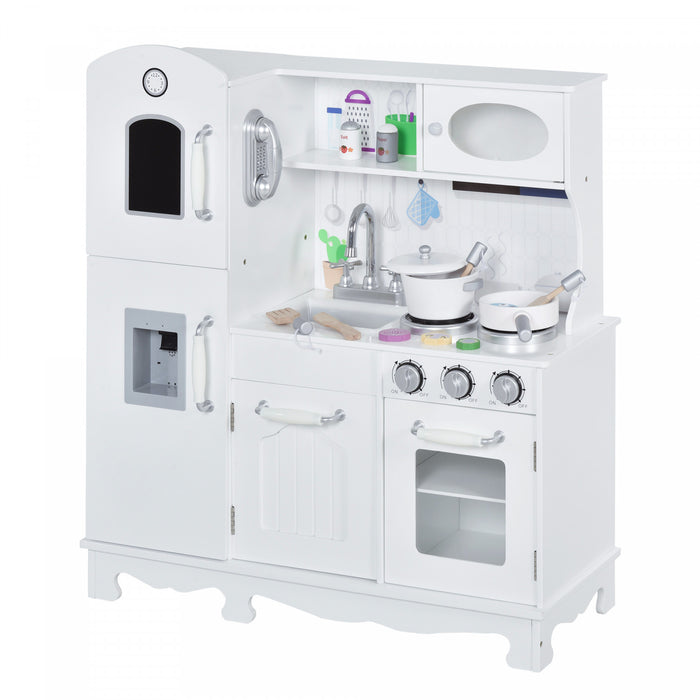 Qaba Large Kids Kitchen Playset With Telephone, Water Dispenser Simulation Cooking Set