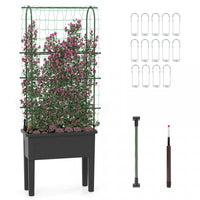 Costway Raised Garden Bed Planter Box With Climbing Trellis Water Level Indicator