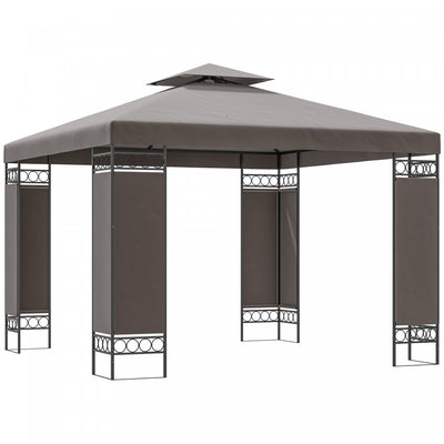Outsunny 10 X 10 Ft Canopy Gazebo, Double Roof Outdoor Gazebo, Khaki
