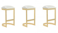Aura Modern Metal Upholstered Barstool in White - Set of 3 Bar Stool 