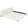 Emma Low Profile Platform Bed Frame with Curved Headboard and Boucle Upholstery, King Size,Cream White King Bed