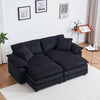 Liam 84.6\" Comfortable Cloud Modular Sofa with Corduroy Upholstered,Black