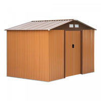 Outsunny 9' X 6' Garden Storage Shed With Floor Foundation, Metal Tool Storage House With Double Doo