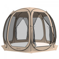 Outsunny 11' X 11.5' Screen Tent, Pop Up Gazebo With 2 Doors, Beige