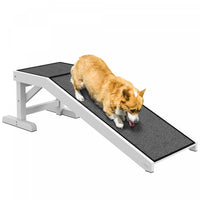 Pawhut Pet Ramp Bed Steps For Dogs Cats Non-slip Carpet Top Platform Pine Wood 49