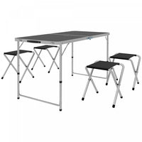 Outsunny Folding Picnic Table Camping Table and Chairs Use for Picnic Black