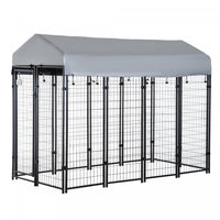 Pawhut 8' X 4' X 6' Large Outdoor Dog Kennel Steel Fence With Uv-resistant Oxford Cloth Roof & Secur