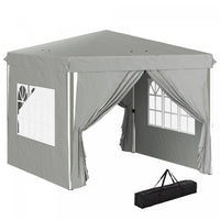 Outsunny 10' X 10' Pop-up Canopy Tent, Sidewalls, Carry Bag Included, Grey