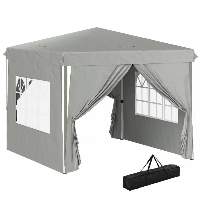 Outsunny 10' X 10' Pop-up Canopy Tent, Sidewalls, Carry Bag Included, Grey