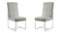Element Modern Velvet Metal Dining Chair in Steel - Set of 2