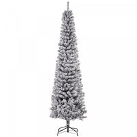 Homcom Snow Flocked Pencil Christmas Tree Slim Artificial Christmas Tree