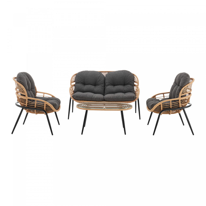 Pine Modern 4-Piece Conversation Set in Gray Patio Seating Package