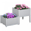 Outsunny 2 Piece Raised Garden Bed PP Raised Flower Bed Light Grey