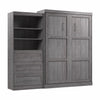 Bestar Pur Queen Murphy Bed and Shelving Unit with Drawers 101-Inch Wall Bed - Bark Grey