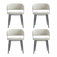 Luce Modern Textured Vegan Leather Metal Dining Chair in Oatmeal - Set of 4