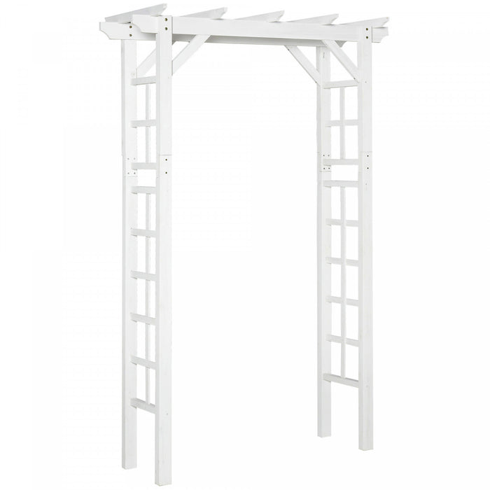 Outsunny 85\" Wooden Garden Arbour For Wedding And Ceremony, Outdoor Garden Arch Trellis For Climbing Vines, White
