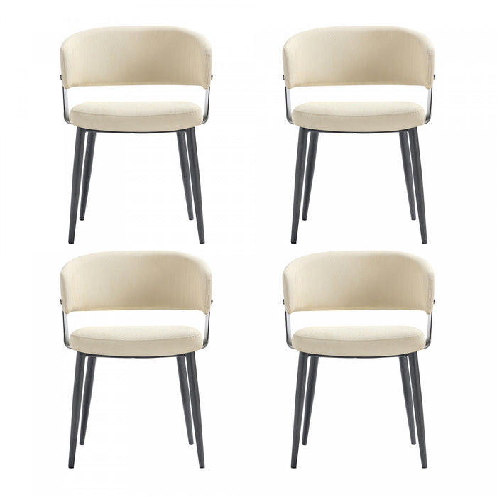 Luce Modern Textured Vegan Leather Metal Dining Chair in Sand - Set of 4
