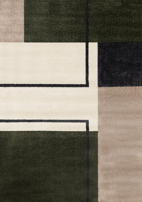 Marley Geometric Modern Green Grey White Area Rug - 5'3\" x 7'7\"
