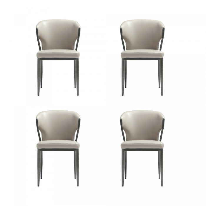 Kirsten Modern Vegan Leather Metal Dining Chair in Light Gray - Set of 4