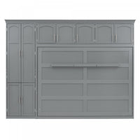 Eileen Space-saving Murphy Wall Bed With Cabinets, Queen Size - Grey 