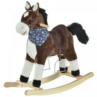 Qaba Kids Plush Ride-on Rocking Horse Toy Cowboy Rocker With Fun Realistic Sounds For Child 3-6 Year