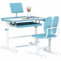 Qaba Kids Desk And Chair Set, Height Adjustable Kids Study Table And Chair Set With Tilt Desktop, La