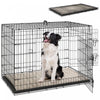 Pawhut Dog Crate, 41\" Folding Metal Dog Kennel With 2 Doors, Removable Tray, Soft Cushion, Handle, Pet Cage For Extra Large Dogs, Black