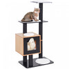 Pawhut 47\" Wood Cat Tree, Cat Condo Tower With Scratching Post, Toy Ball, Black