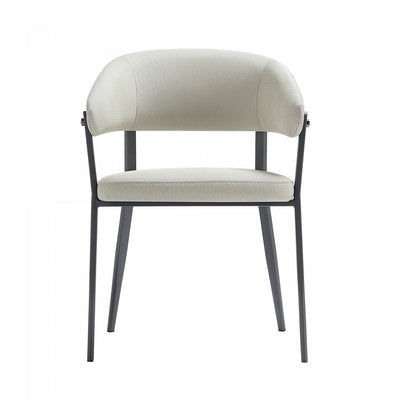 Belle Modern Metal Upholstered Dining Chair in Oatmeal | Chaise de salle a manger moderne en metal Belle, rembourree, coloris flocon d’avoine
