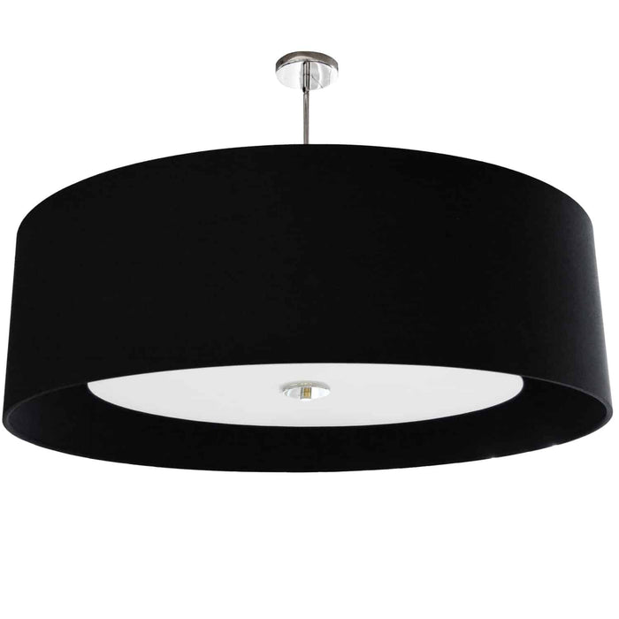 Dainolite Helena 4 Light Pendant 30\" Dia Polished Chrome Finish Black Shade White Diffuser Lamp