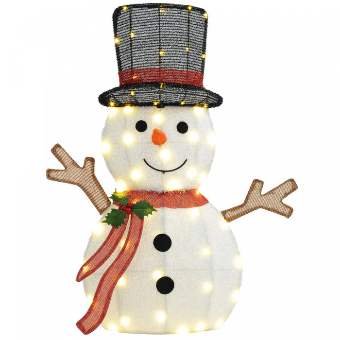 Outsunny Light Up Snowman Christmas Decoration with 56 LED Lights White