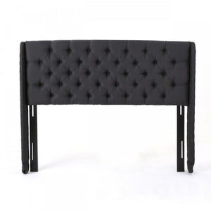 Hansen Upholstered Wingback Headboard With Button Tufting,king Size,black