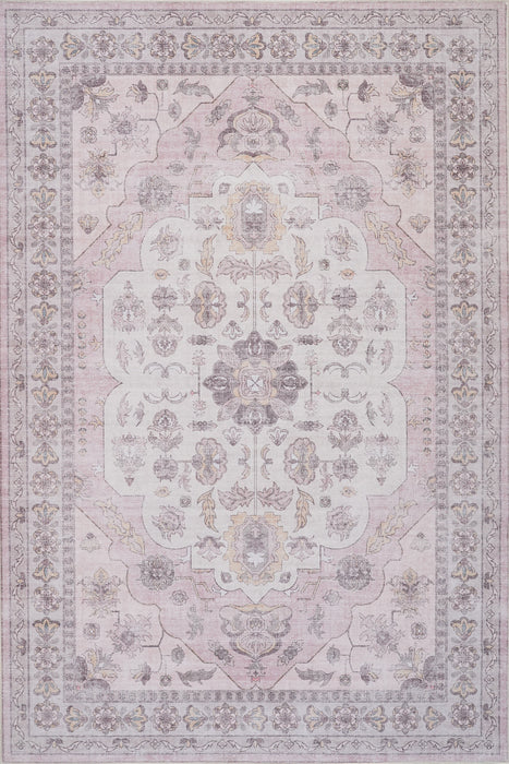 Aqua Pink Washable Non-slip Low Pile Area Rug 5'x7'