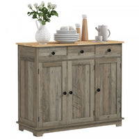 HOMCOM Coffee Bar Cabine, Kitchen Cabinet with Drawers, Washed Grey