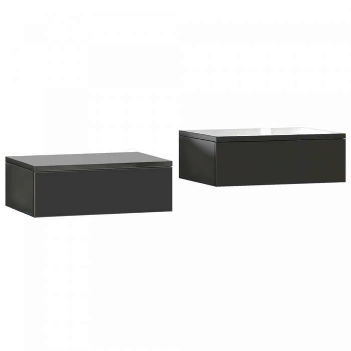 HOMCOM Floating Nightstands Set of 2, Bedside Tables, Black