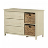 Cotton Candy 3-Drawer Dresser with Storage Baskets - Bleached Oak