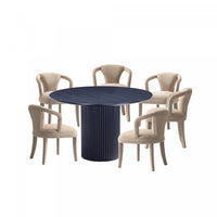Hathaway and Palmer Modern Industry Chic 7-Piece Dining Set in Ivory and Black Dining Room Set 
