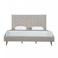 Crosby Modern Upholstered Velvet King Bed in Greige 