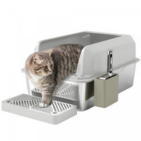 Pawhut Stainless Steel Cat Litter Box, 24