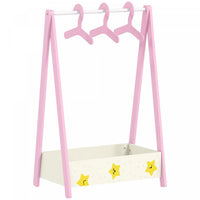 Qaba Kids Clothing Rack with Storage Shelf, Star Theme Kids Dress Up Rack with Hangers, Child Garment Hanger for Nursery Room, Living Room, Playroom, Pink