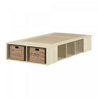 Avilla Storage Platform Bed With Wicker Baskets - Bleached Oak 
