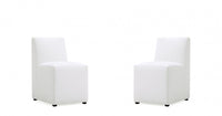 Anna Square Modern Vegan Leather Dining Chair in White - Set of 2