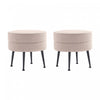 Bailey Mid-Century Modern Upholstered Accent Ottoman in Wheat - Set of 2