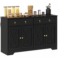 HOMCOM Sideboard Buffet Cabinet, Kitchen Cabinet with Drawers, Black