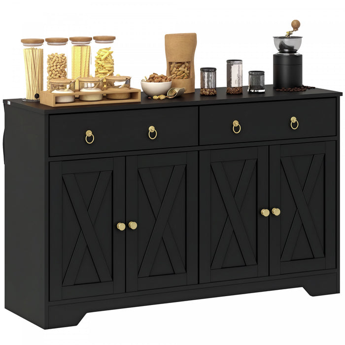 HOMCOM Sideboard Buffet Cabinet, Kitchen Cabinet with Drawers, Black