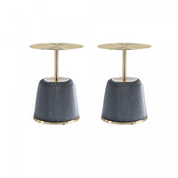 Anderson Modern Metal Top Upholstered End Table in Gray - Set of 2 